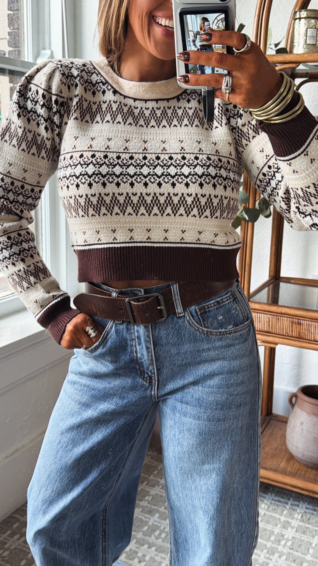 Maple Mist Sweater, Brown Multi
