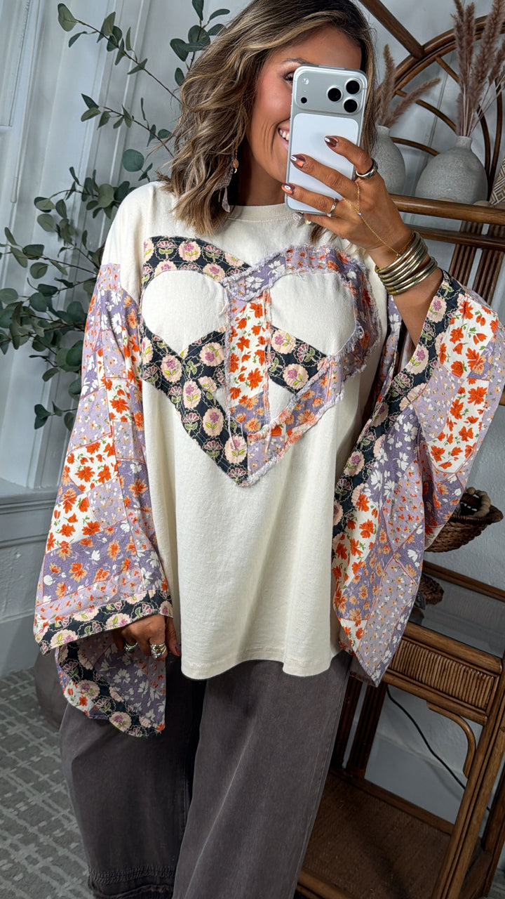 Peace & Love Flower Patch Top, Multi