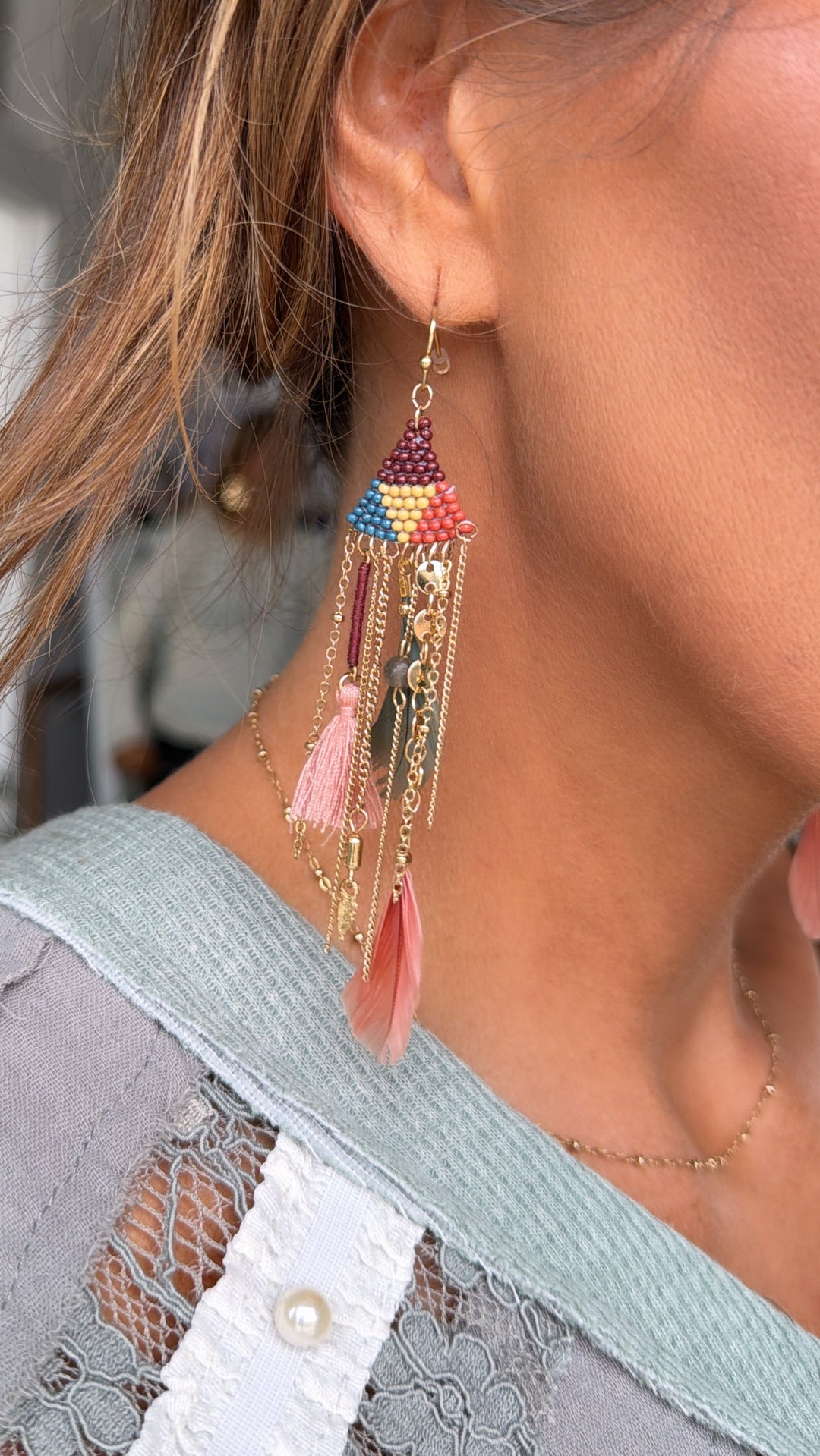 Boho Dreams Dangle Earrings, Multi Color