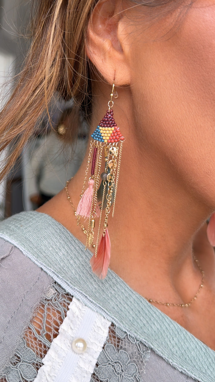 Boho Dreams Dangle Earrings, Multi Color