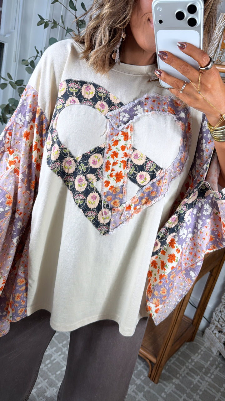 Peace & Love Flower Patch Top, Multi