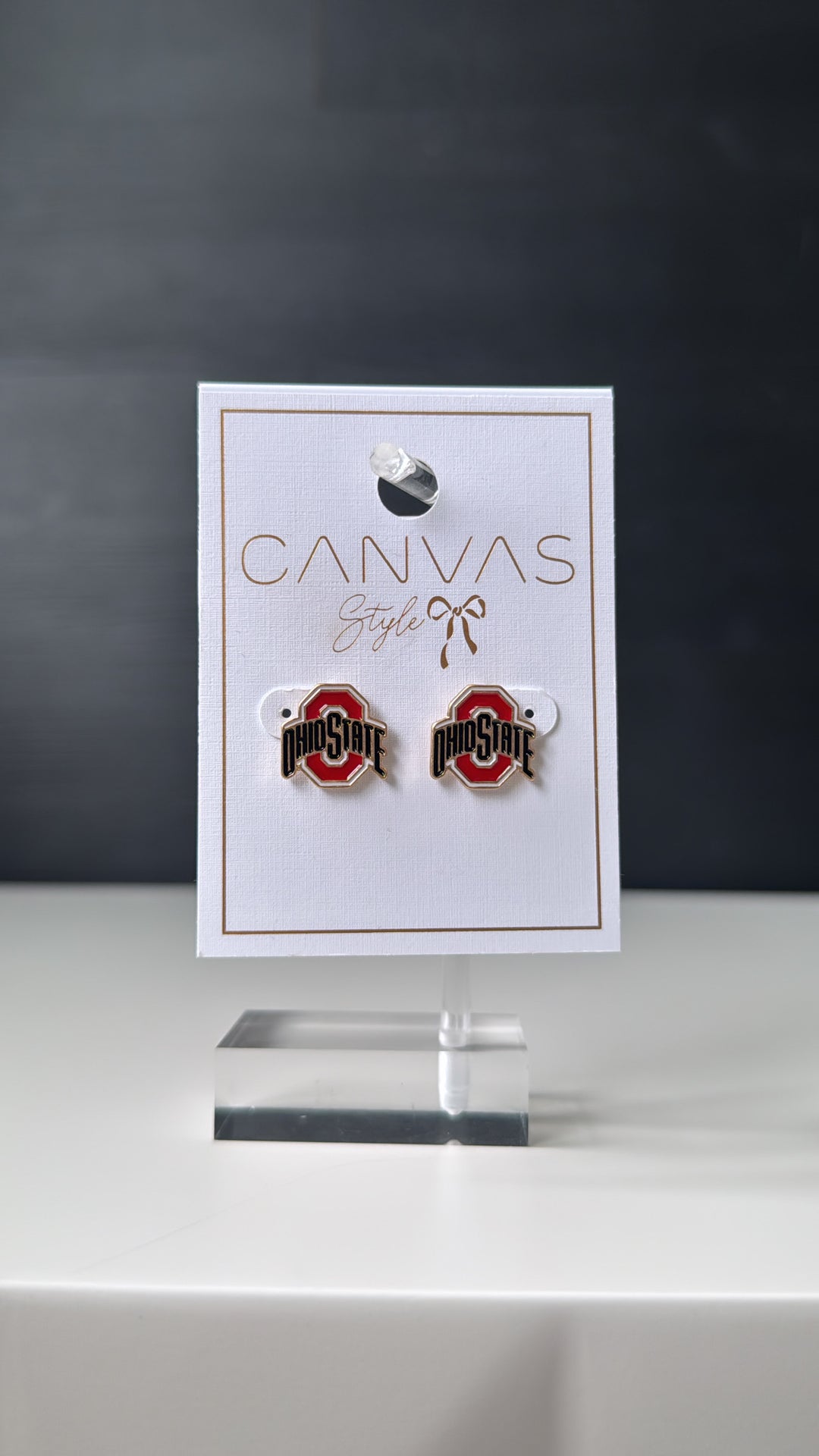 Buckeyes Enamel Stud Earrings in Scarlet/Black