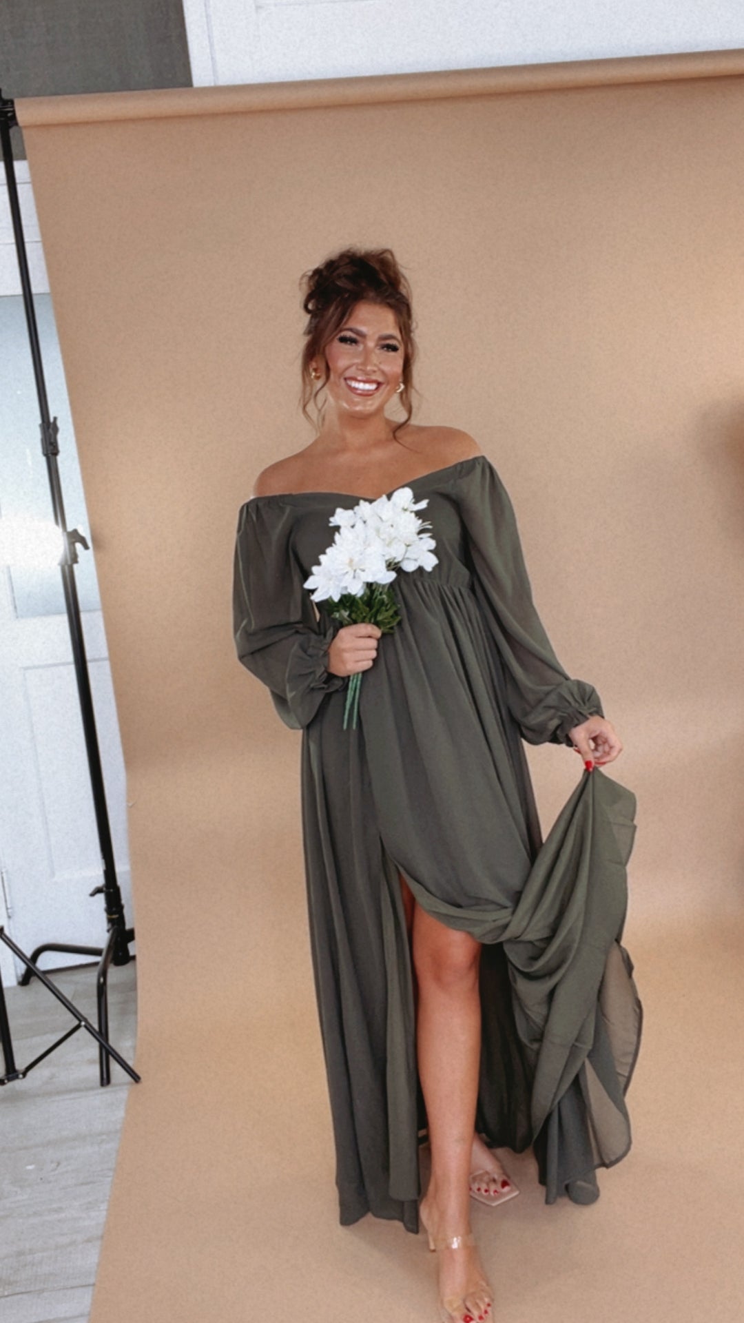ECB Exclusive: Timeless Romantic Chiffon Maxi Dress, Olive Everyday Chic Boutique ECB Exclusive: Timeless Romantic Chiffon Maxi Dress, Olive Everyday Chic Boutique