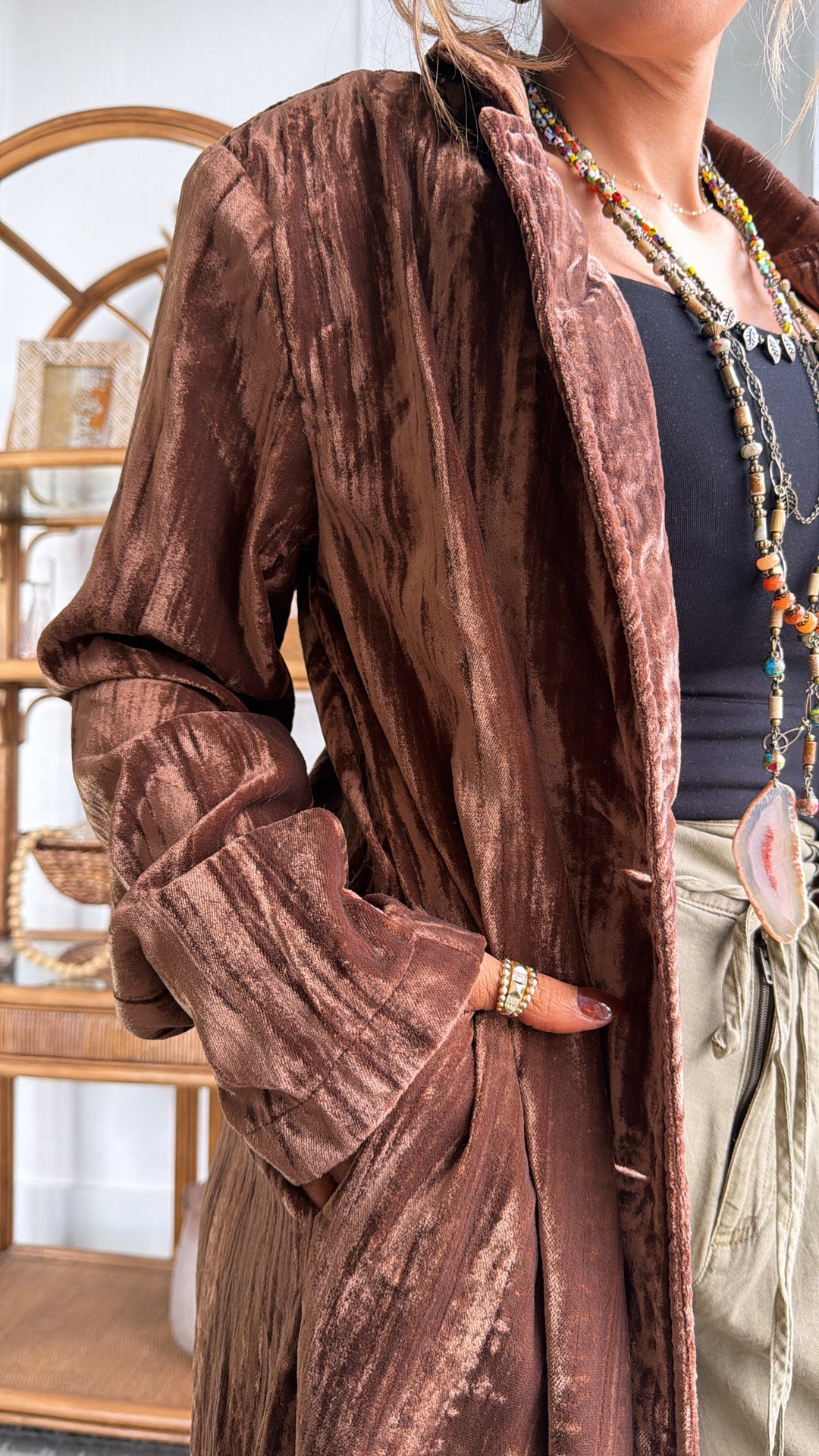 Vera Velvet Maxi Duster, Mocha