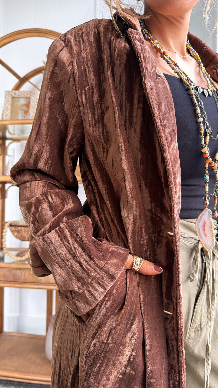 Vera Velvet Maxi Duster, Mocha