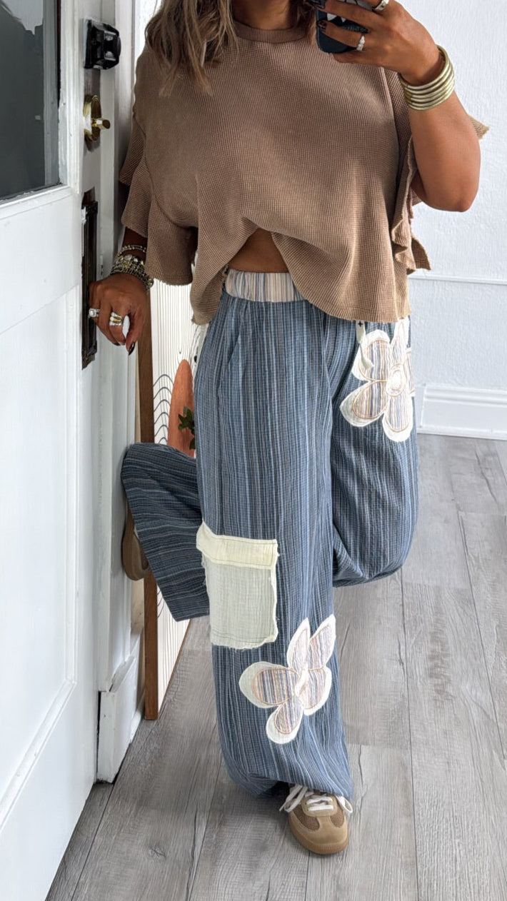 Isla Floral Pant, Navy Multi