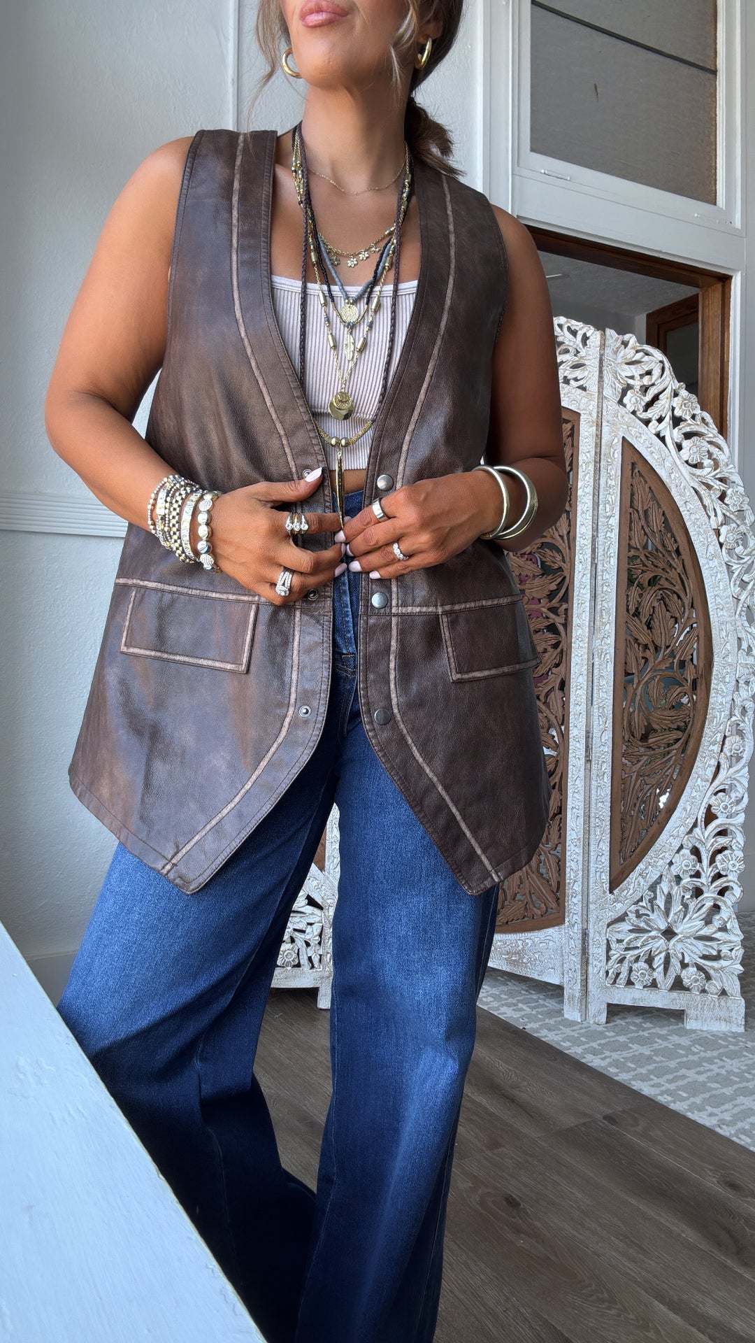 Stone Ridge Leather Vest, Espresso