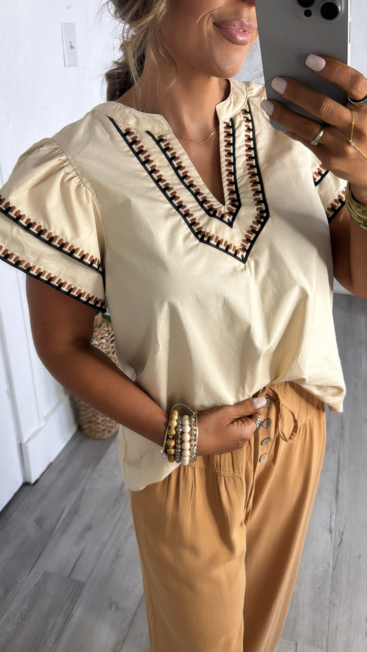 Juniper Pearl Blouse, Taupe