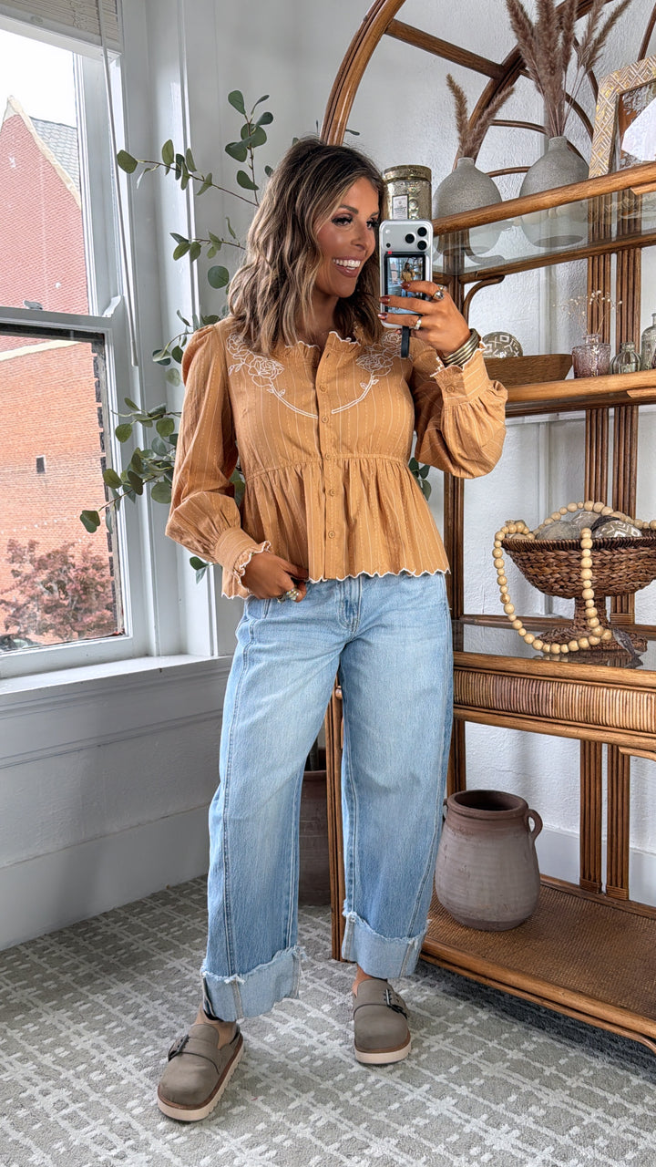 Chestnut Charm Blouse, Clay