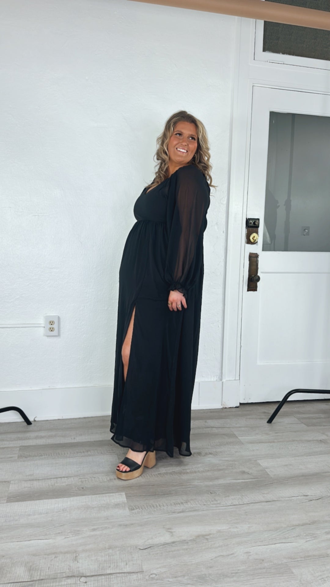 ECB Exclusive: Timeless Romantic Chiffon Maxi Dress, Black Large ECB Exclusive: Timeless Romantic Chiffon Maxi Dress, Black Large