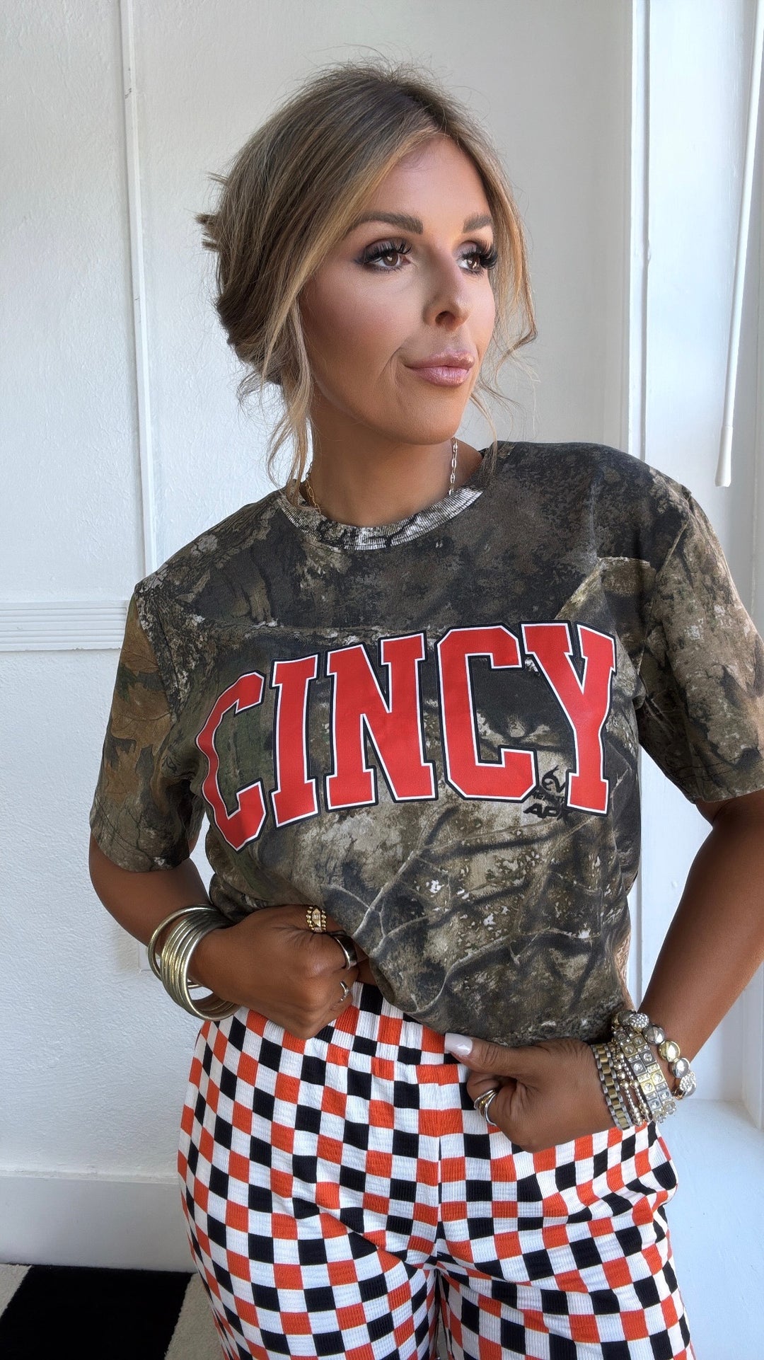 Camo Cincy Graphic Tee, Orange/Camo