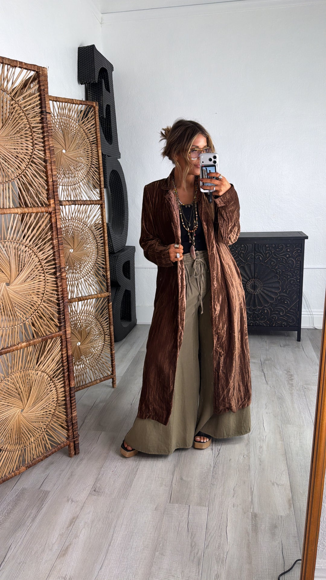 Vera Velvet Maxi Duster, Mocha