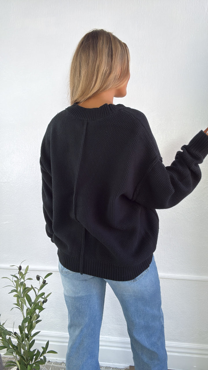 Soft Shadow Button Up Cardigan, Black