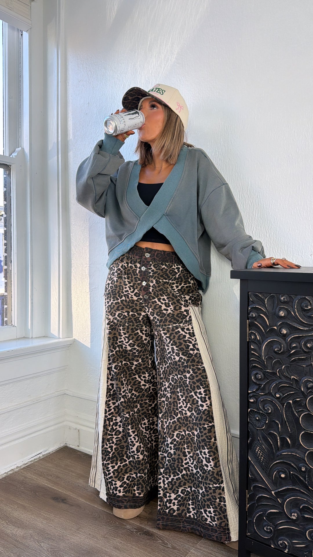 Criss Cross Reversible Sweatshirt, Vintage Moss