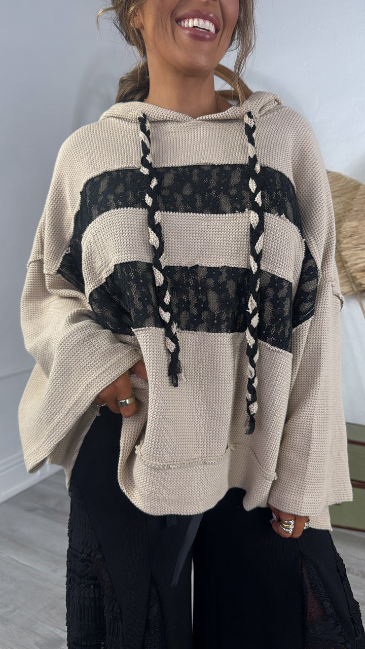 Coalstone Pullover Top, Taupe- Black