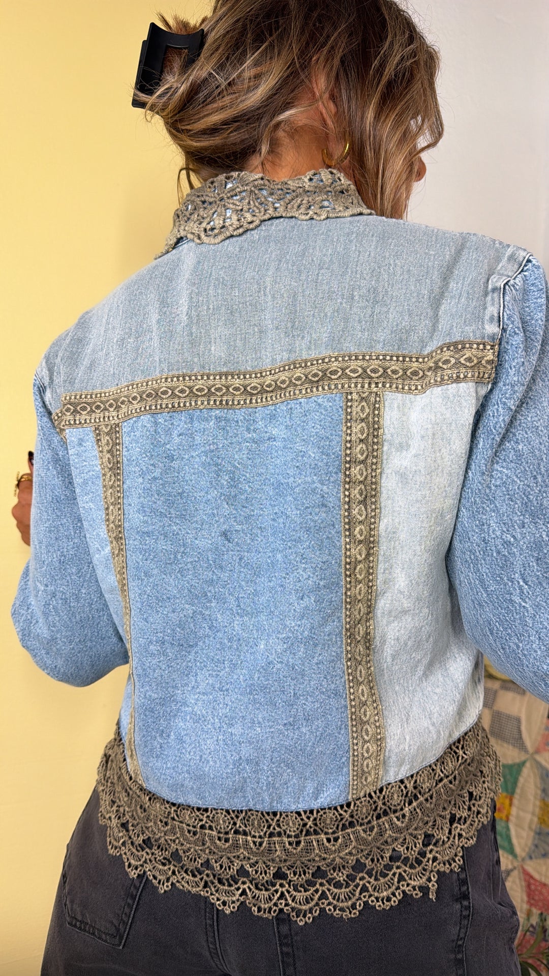Golden Patch Denim Jacket, Aqua