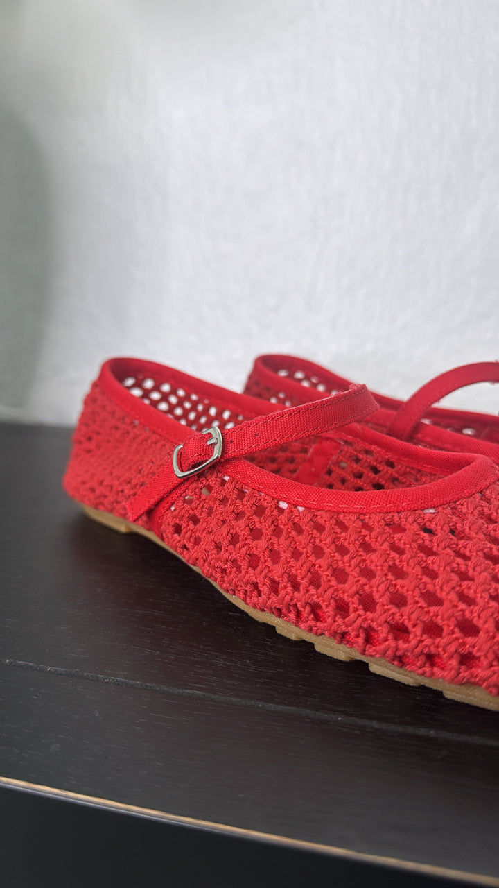 Dorothy Woven Ballet Flats, Red