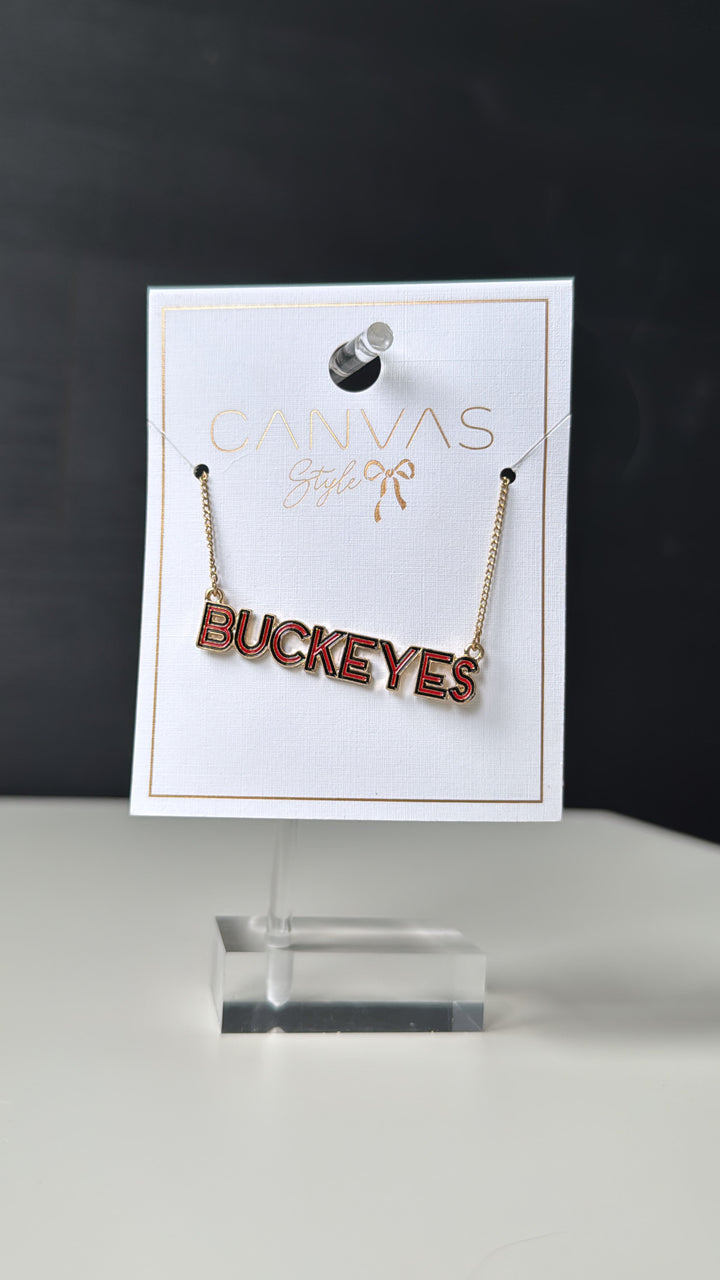 Buckeyes Outline Enamel Necklace