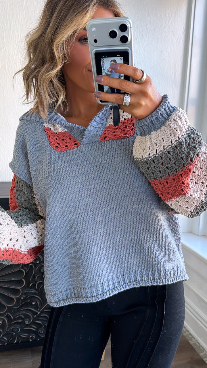 Fog Harbor Knit Sweater, Navy Multi