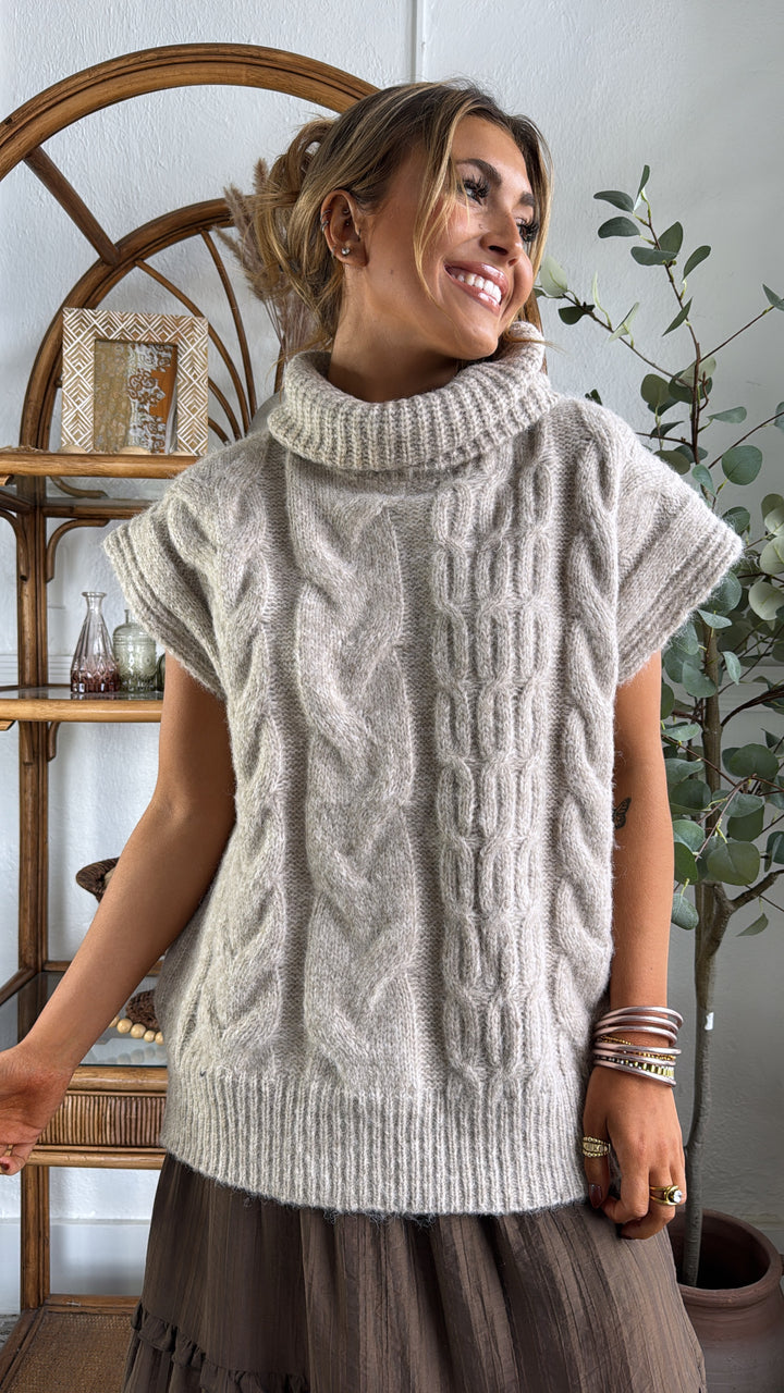 Cozy Knit Turtle Neck Sweater, Lt. Taupe