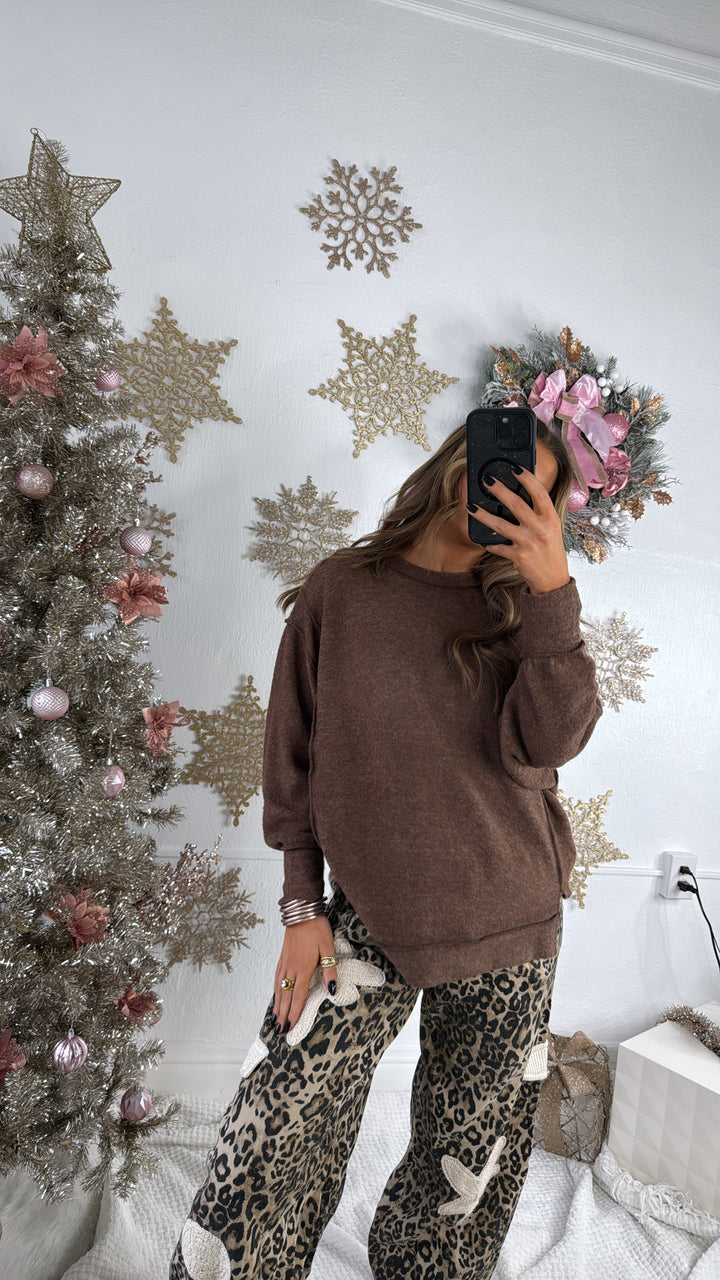 DOORBUSTER: Oversized Sweater, Brown