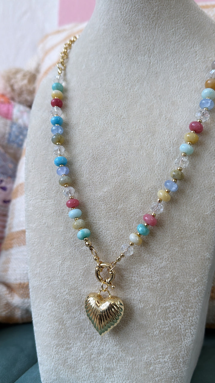 Multi Puff Heart Necklace