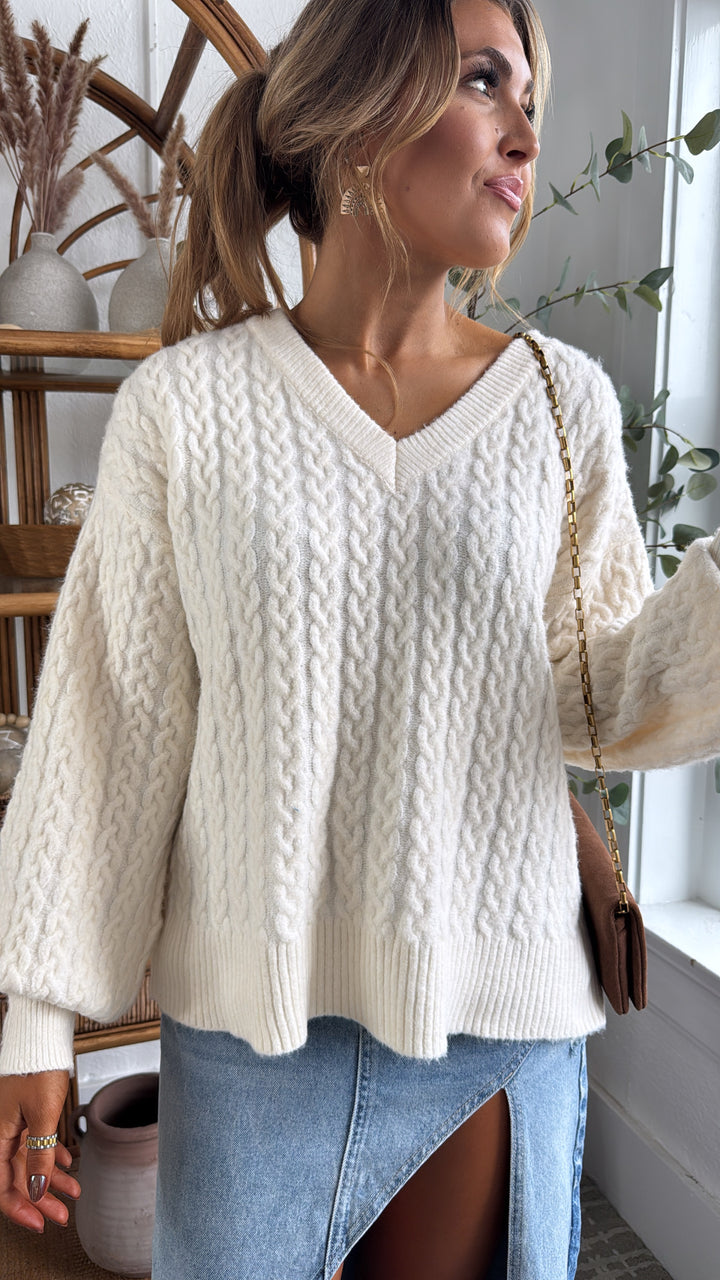 Woven Sands Sweater, Powder Cream
