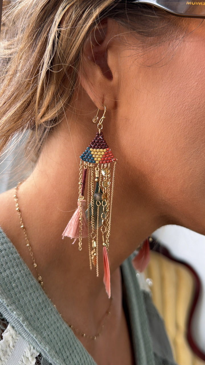 Boho Dreams Dangle Earrings, Multi Color