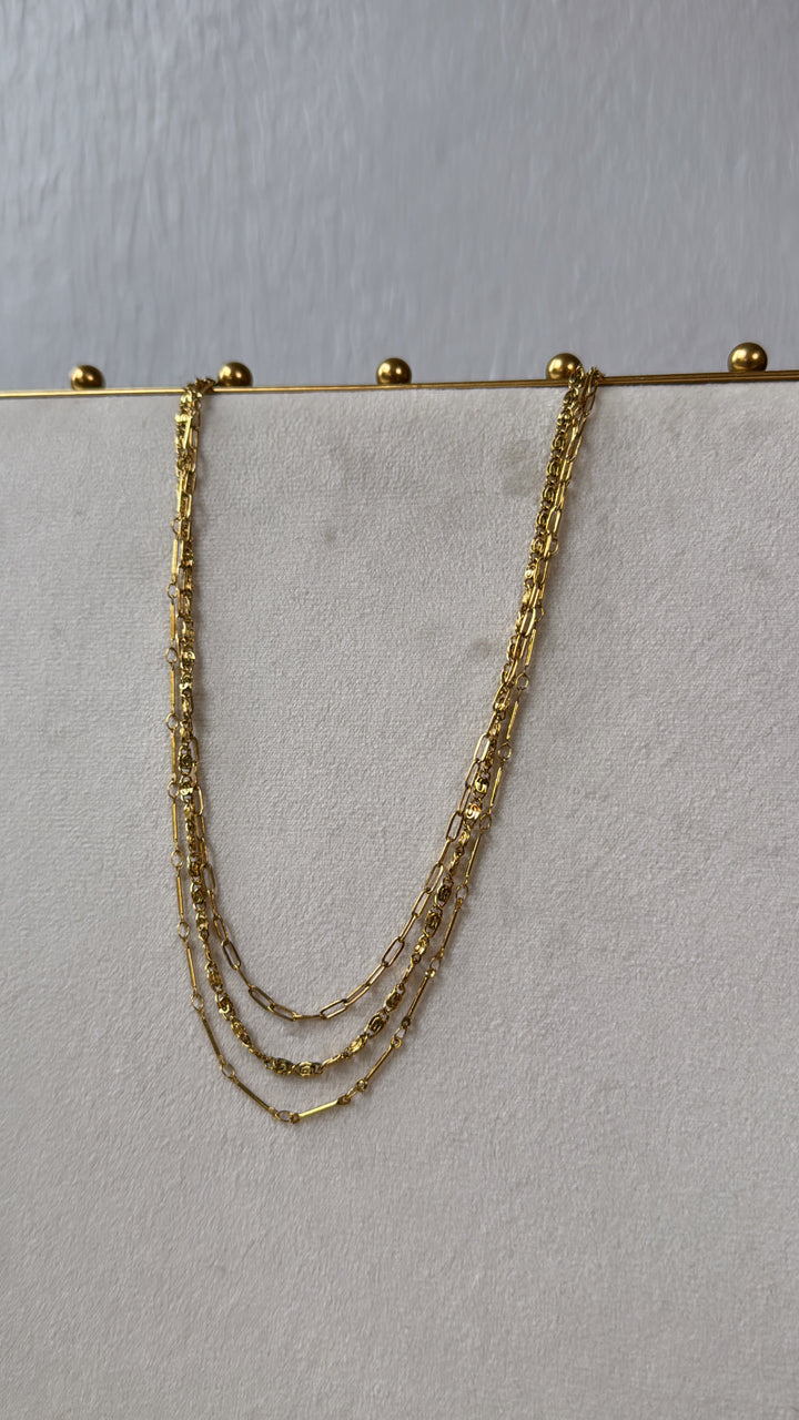 Triple Layered Necklace, Gold