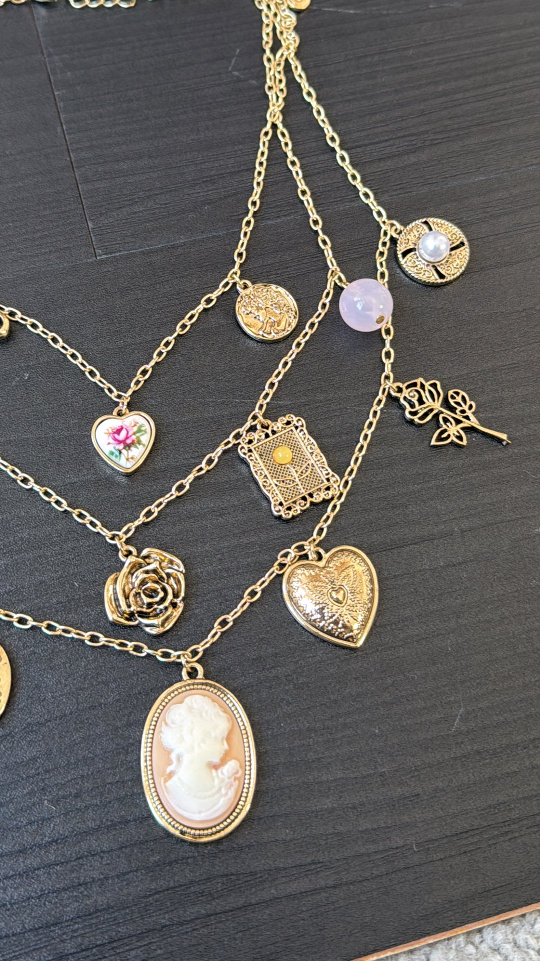 Rose Crest Multi Layered Necklace, Gold