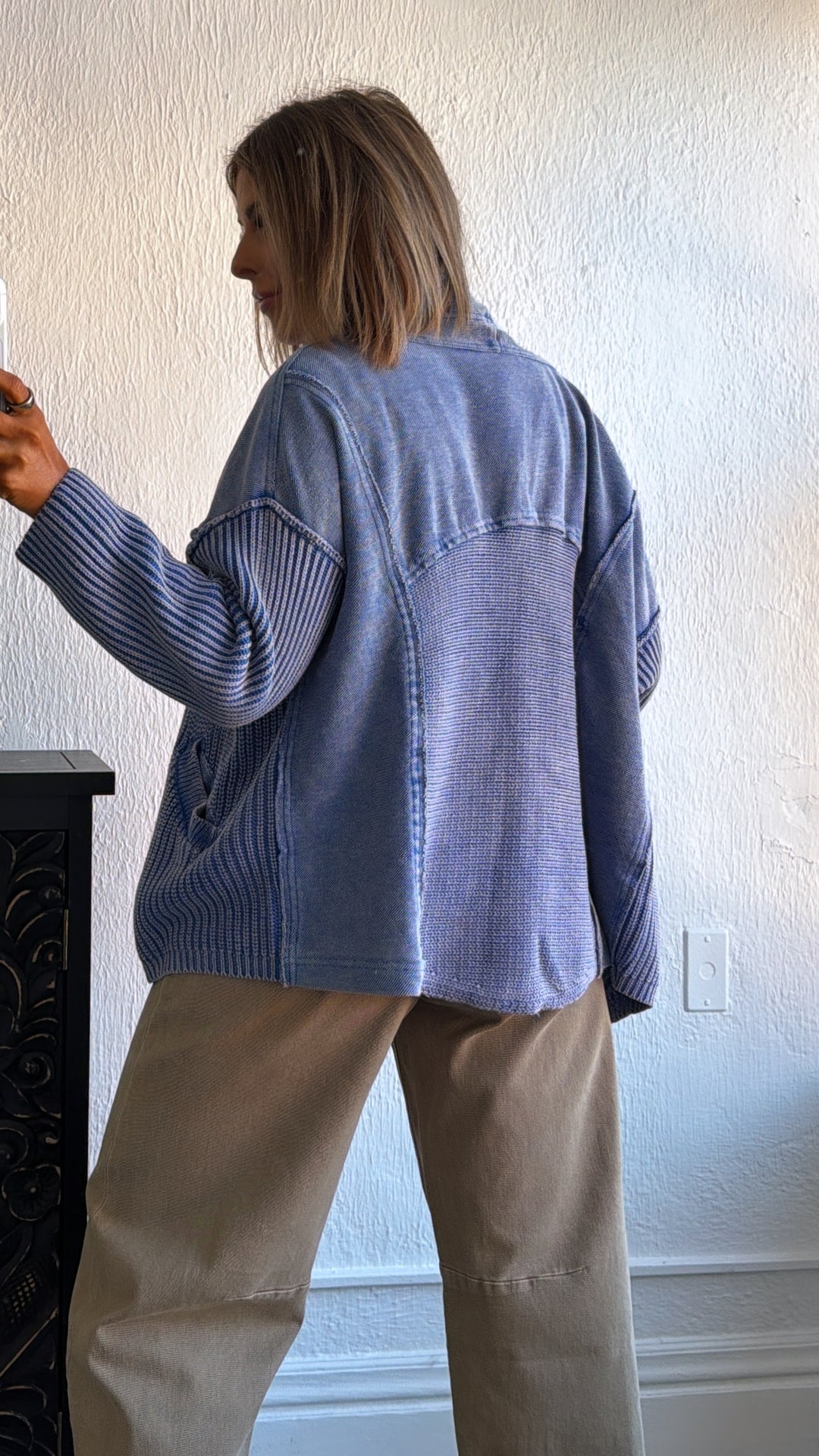DOORBUSTER: Cable Knit Cardigan,  Washed Blue