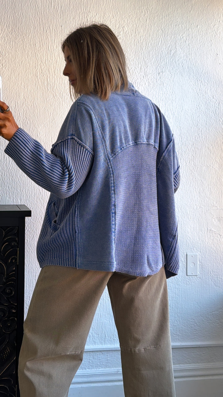DOORBUSTER: Cable Knit Cardigan,  Washed Blue