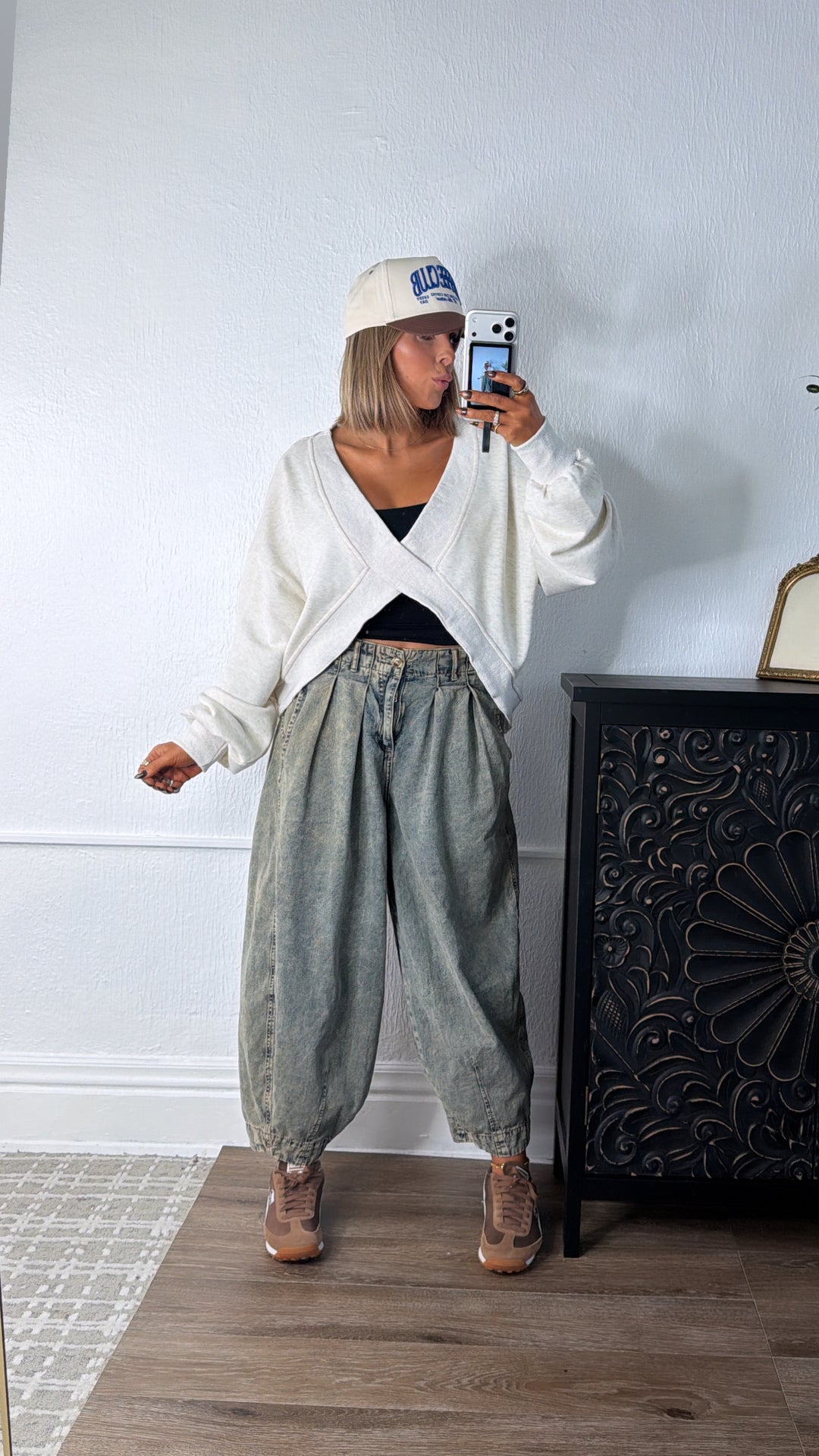 Criss Cross Reversible Sweatshirt, Oatmeal