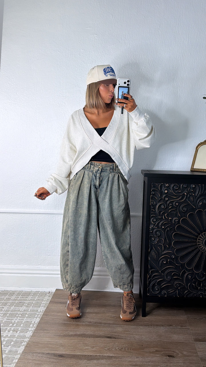 Criss Cross Reversible Sweatshirt, Oatmeal