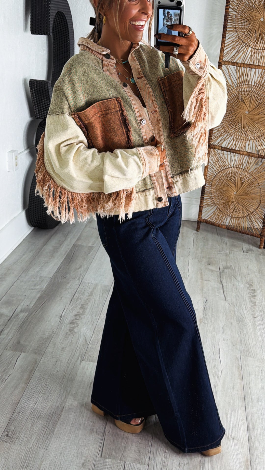 Margot Washed Colorblock Distressed Jacket