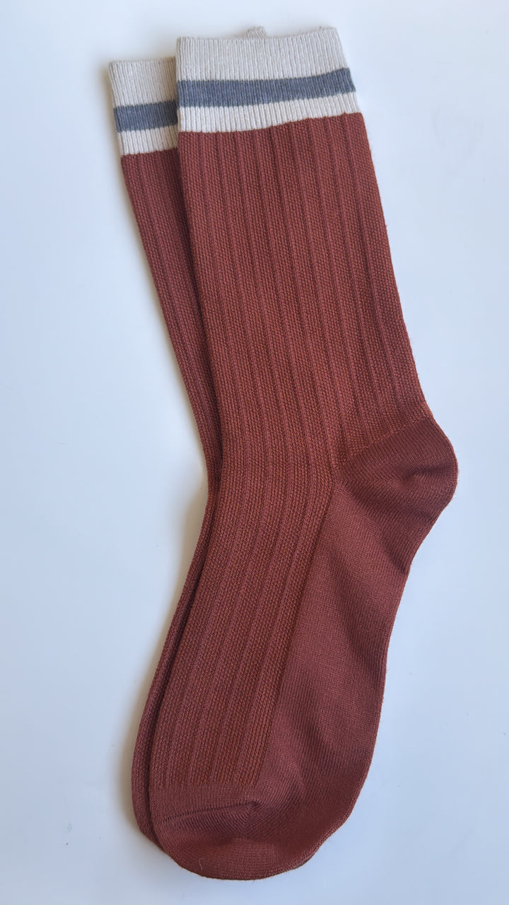 Colorblock Socks, Rust