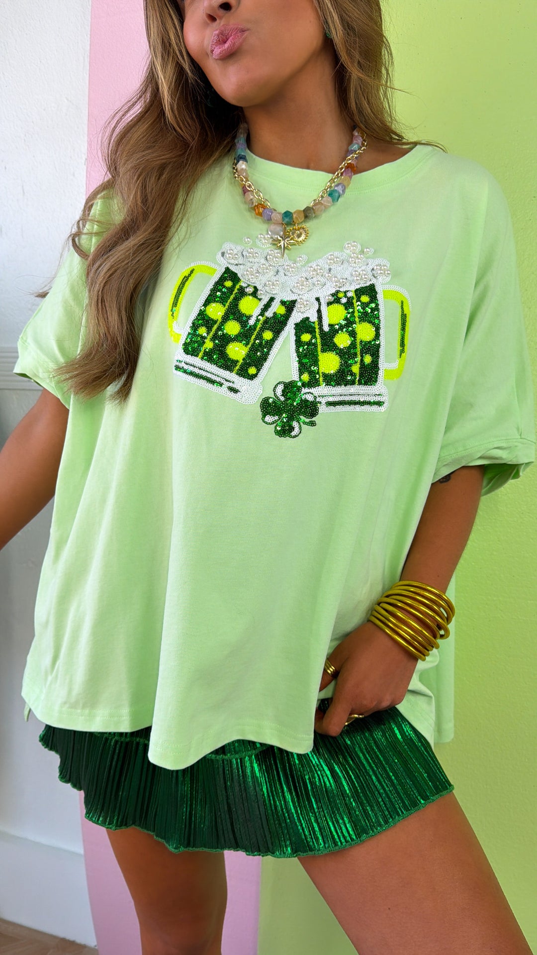 St.Patricks Day Sequin Top, Green