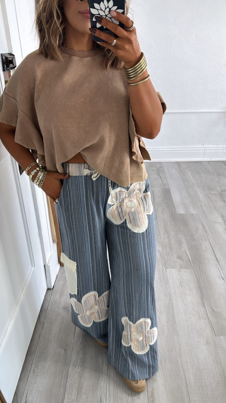 Isla Floral Pant, Navy Multi