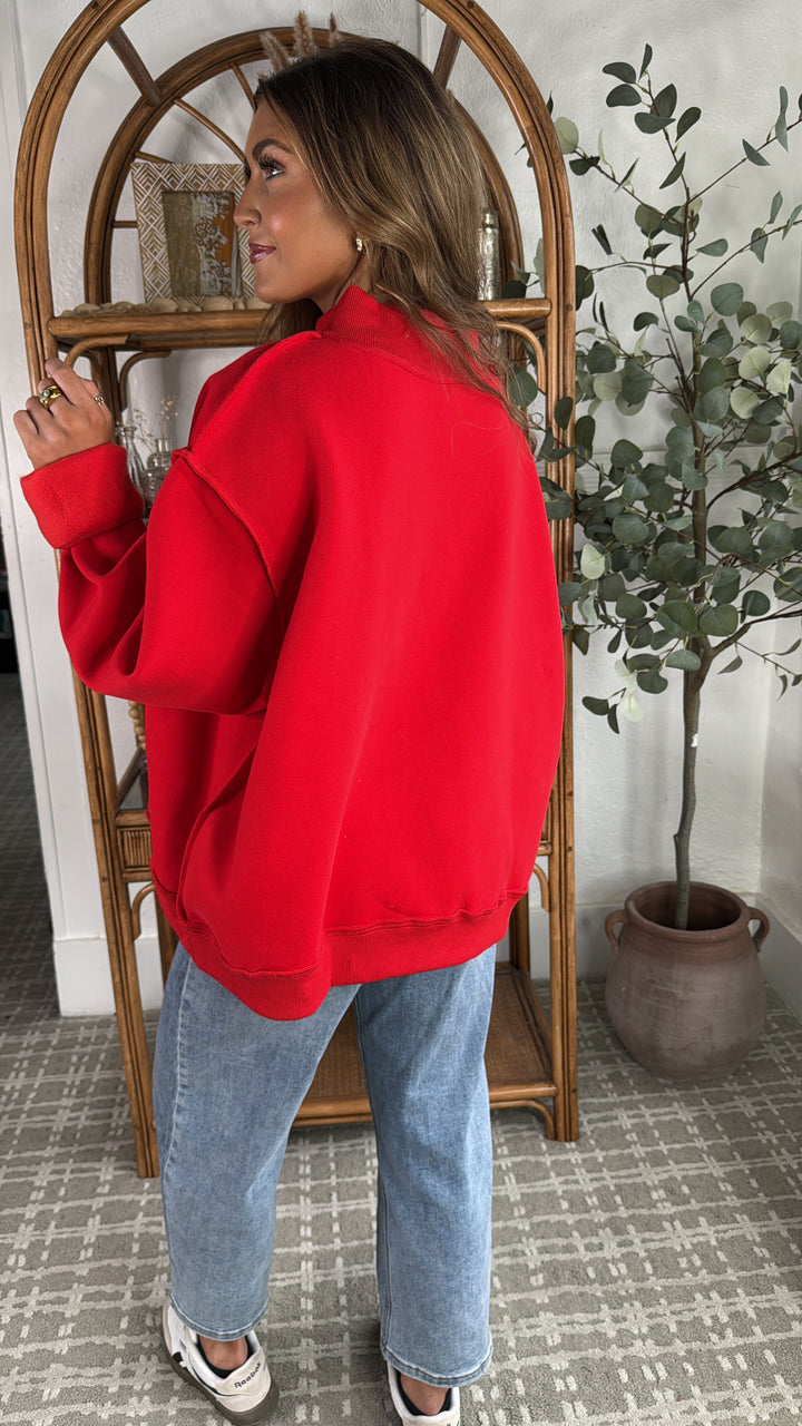 OHIO Mock Neck Crew, Red