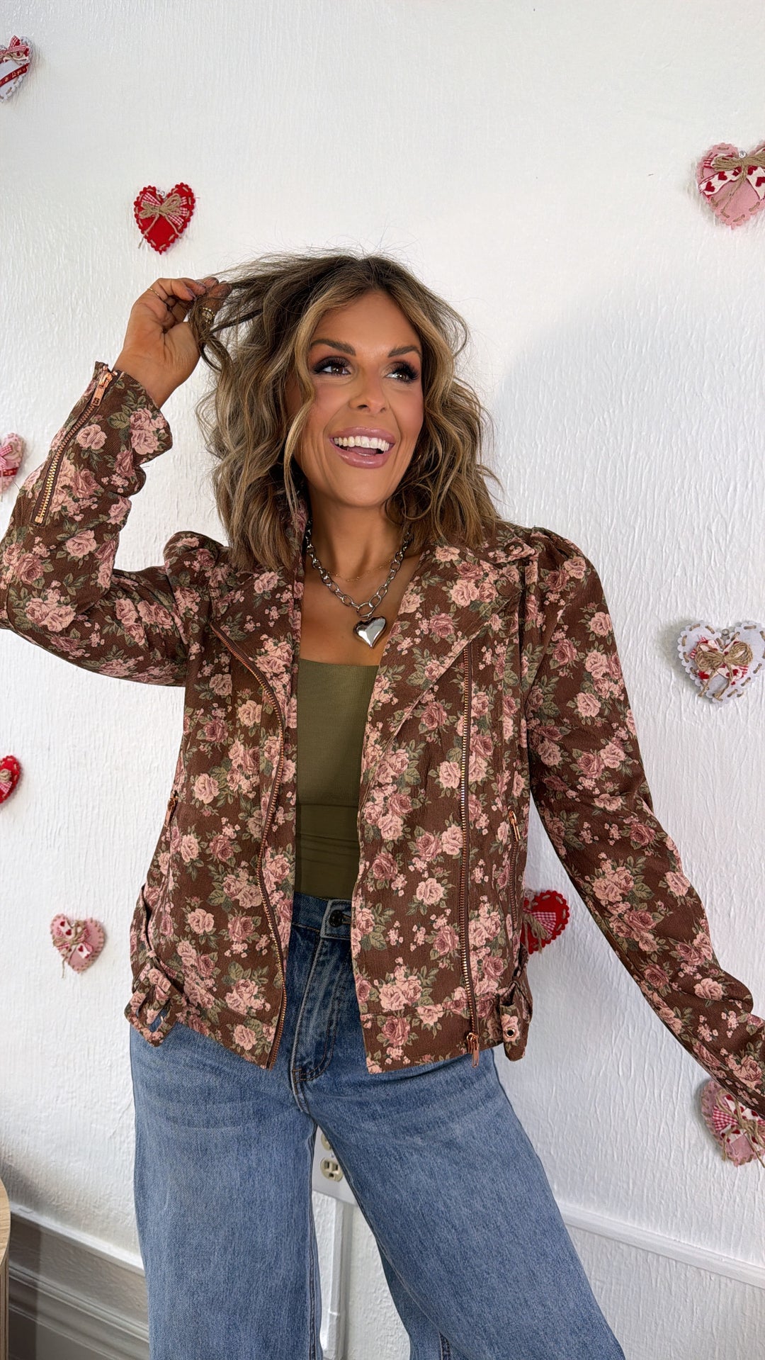 Bronze Blooms Blazer, Brown Combo