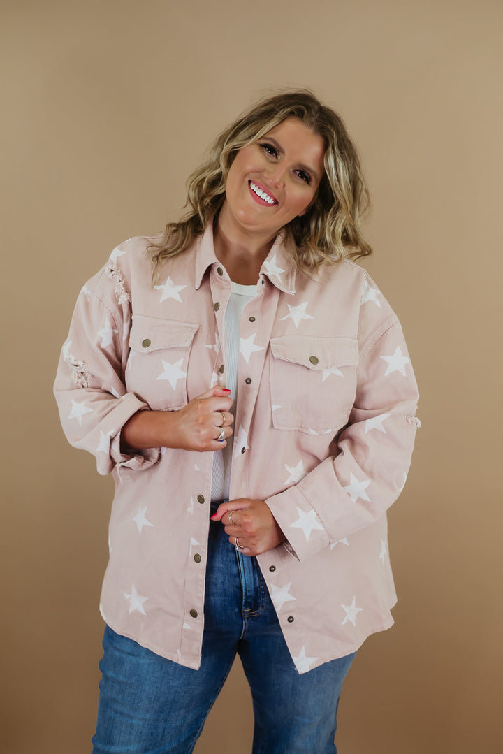 Stand Out Star Printed Jacket, Blush