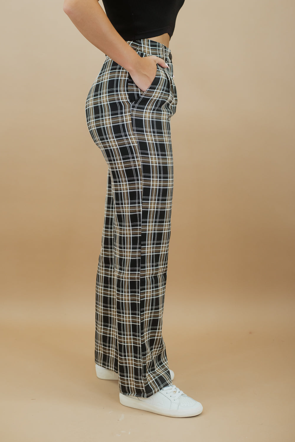 Boutique PAROSH Black and white plaid print pure new wool pants Retail  price 260 Size S