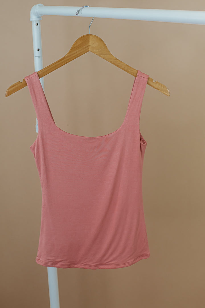 Double Layered Reg Length Tank, ginger coral