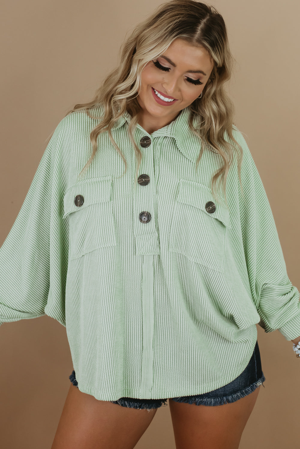 As Always Oversized Button Up- Sage