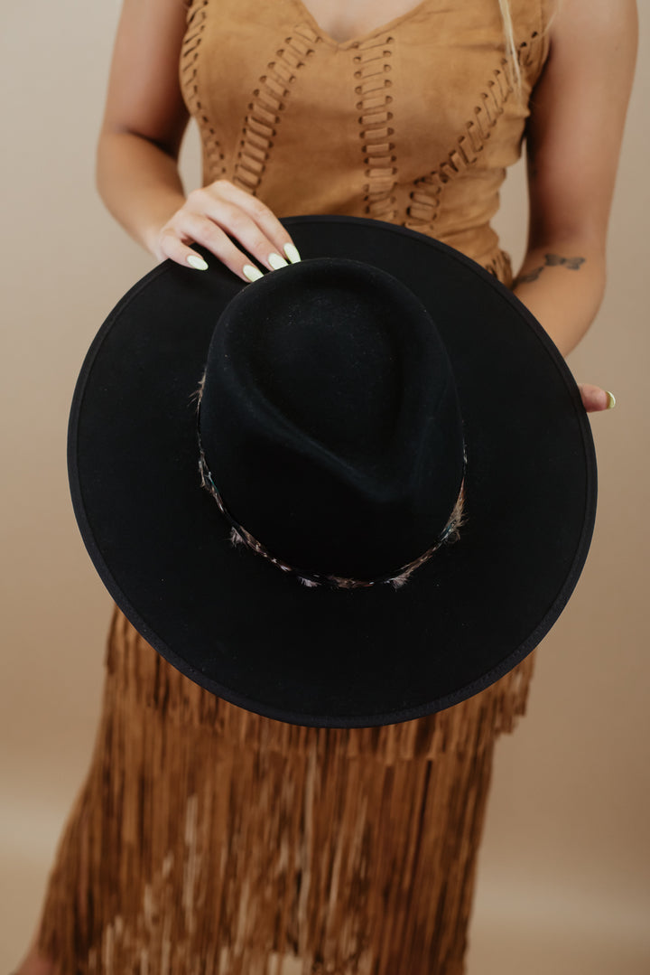 Nelson Feathered Hat, Black