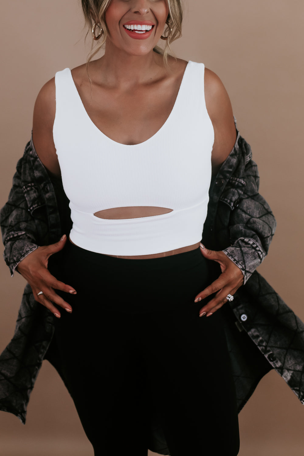 Just the Thing Ribbed Crop Top, Off White