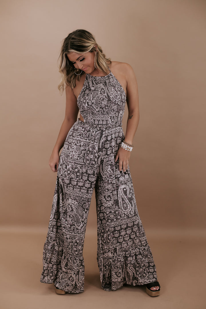 Pose In Paisley Jumpsuit, Mocha