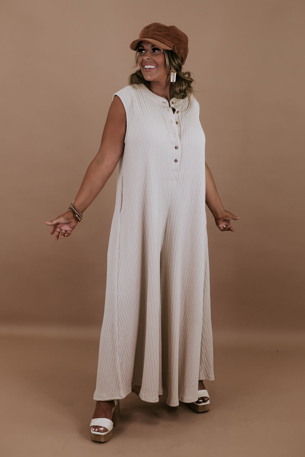 Willow Wide Leg Jumpsuit, Taupe