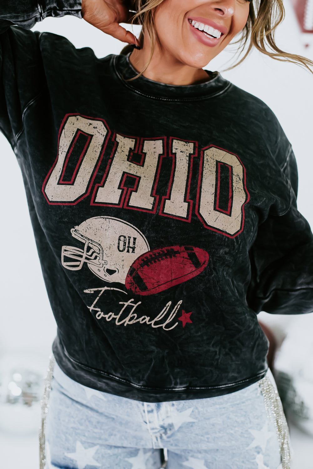 Ohio Football Mineral Washed Sweatshirt, Black