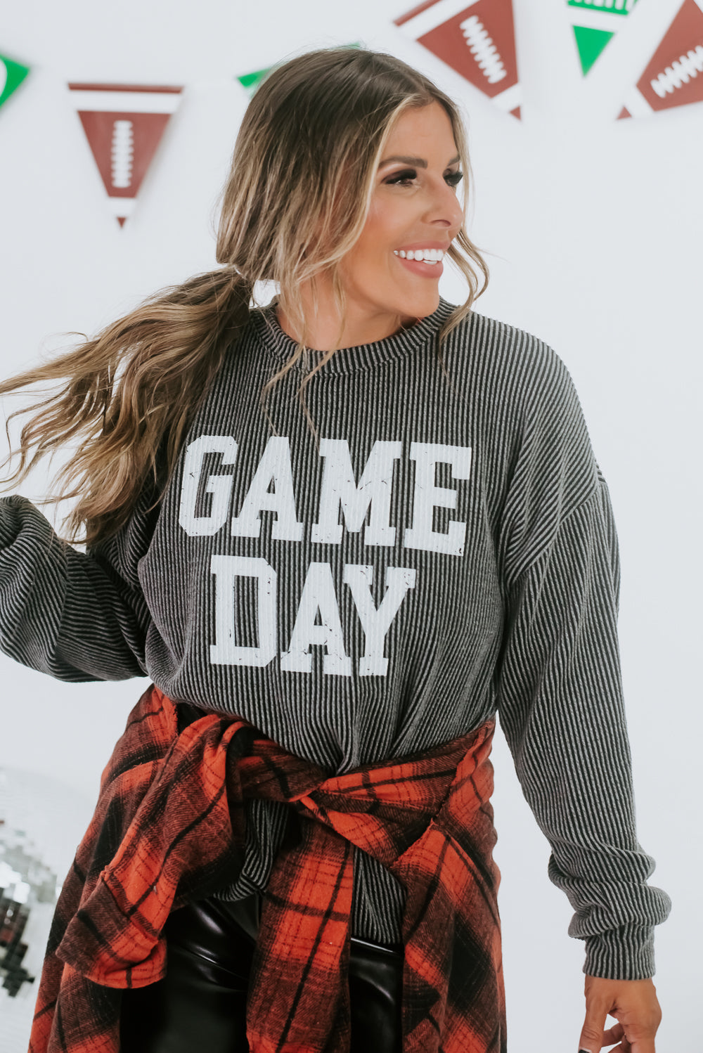 Game Day Ribbed Sweatshirt, Grey
